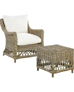 Ulkokalusteet<Beliani Puutarhatuoli Rahilla Rottinki Luonnonvari 2 Kpl Ribolla