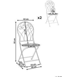 Clearance Beliani Puutarhatuoli Rauta Luonnonvalkoinen 2 Kpl Stiffe