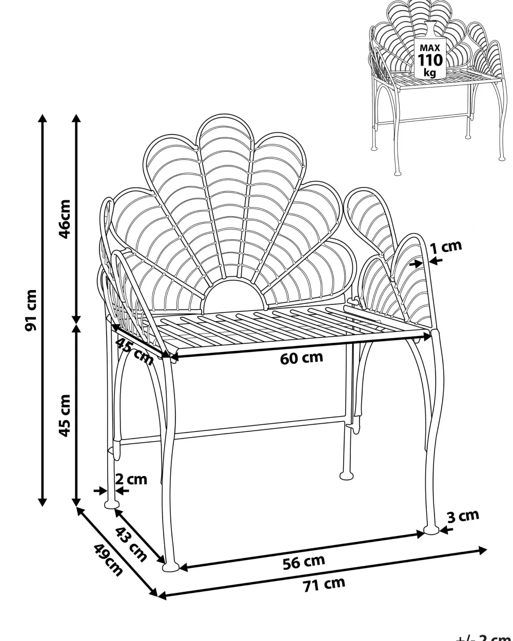 Sale Beliani Puutarhatuoli Rauta Musta Liguria
