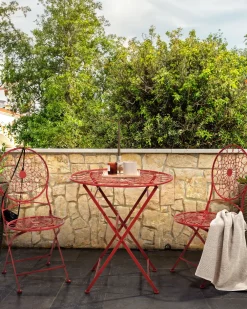 Ulkokalusteet<Beliani Puutarhatuoli Rauta Punainen 2 Kpl Scario