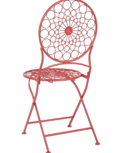 Ulkokalusteet<Beliani Puutarhatuoli Rauta Punainen 2 Kpl Scario
