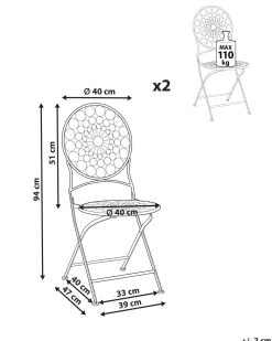 Ulkokalusteet<Beliani Puutarhatuoli Rauta Punainen 2 Kpl Scario