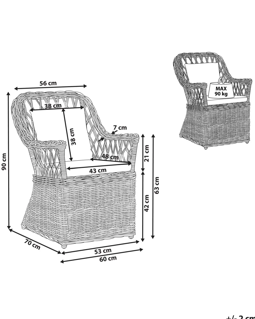 Shop Beliani Puutarhatuoli Rottinki Luonnonvari Maros