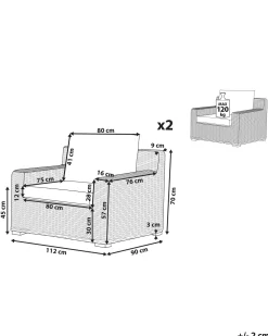 Sale Beliani Puutarhatuoli Rottinki Luonnonvari 2 Kpl Ardea