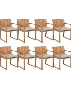 Clearance Beliani Puutarhatuoli Ruskeanharmaalla Pehmusteella 8Kpl Sassari