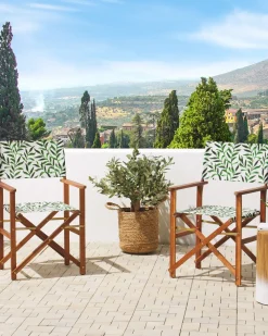 Clearance Beliani Puutarhatuoli Tumma Akasiapuu Vaihtokangas 2 Kpl Harmaa/Lehtikuvio 2 Kpl Cine