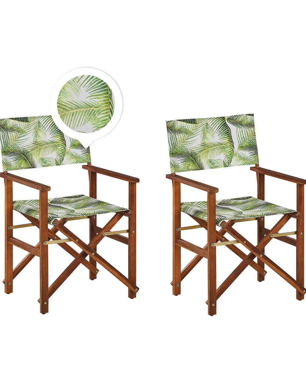 Ulkokalusteet<Beliani Puutarhatuoli Tumma Akasiapuu Vaihtokangas 2 Kpl Harmaa/Trooppinen Lehtikuvio 2 Kpl Cine