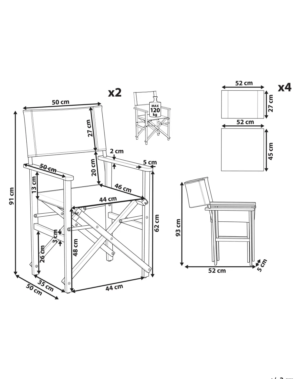Ulkokalusteet<Beliani Puutarhatuoli Tumma Akasiapuu Vaihtokangas 2 Kpl Harmaa/Trooppinen Lehtikuvio 2 Kpl Cine