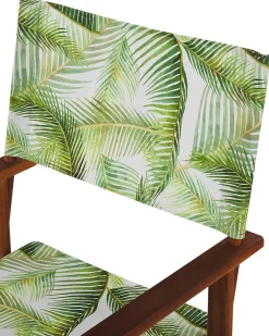 Ulkokalusteet<Beliani Puutarhatuoli Tumma Akasiapuu Vaihtokangas 2 Kpl Harmaa/Trooppinen Lehtikuvio 2 Kpl Cine