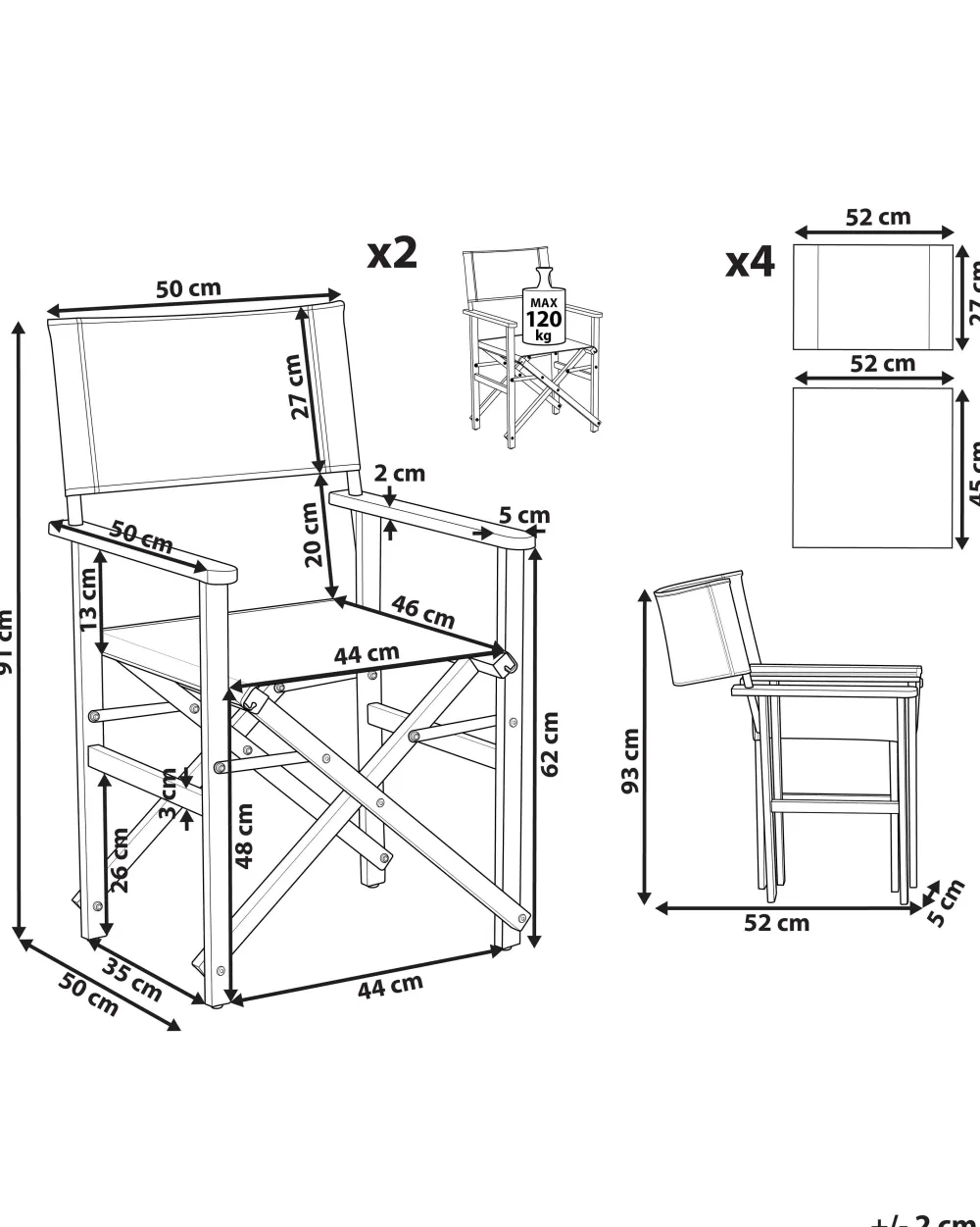 Outlet Beliani Puutarhatuoli Tumma Akasiapuu Vaihtokangas 2 Kpl Luonnonvalkoinen/Oliivikuvio 2 Kpl Cine