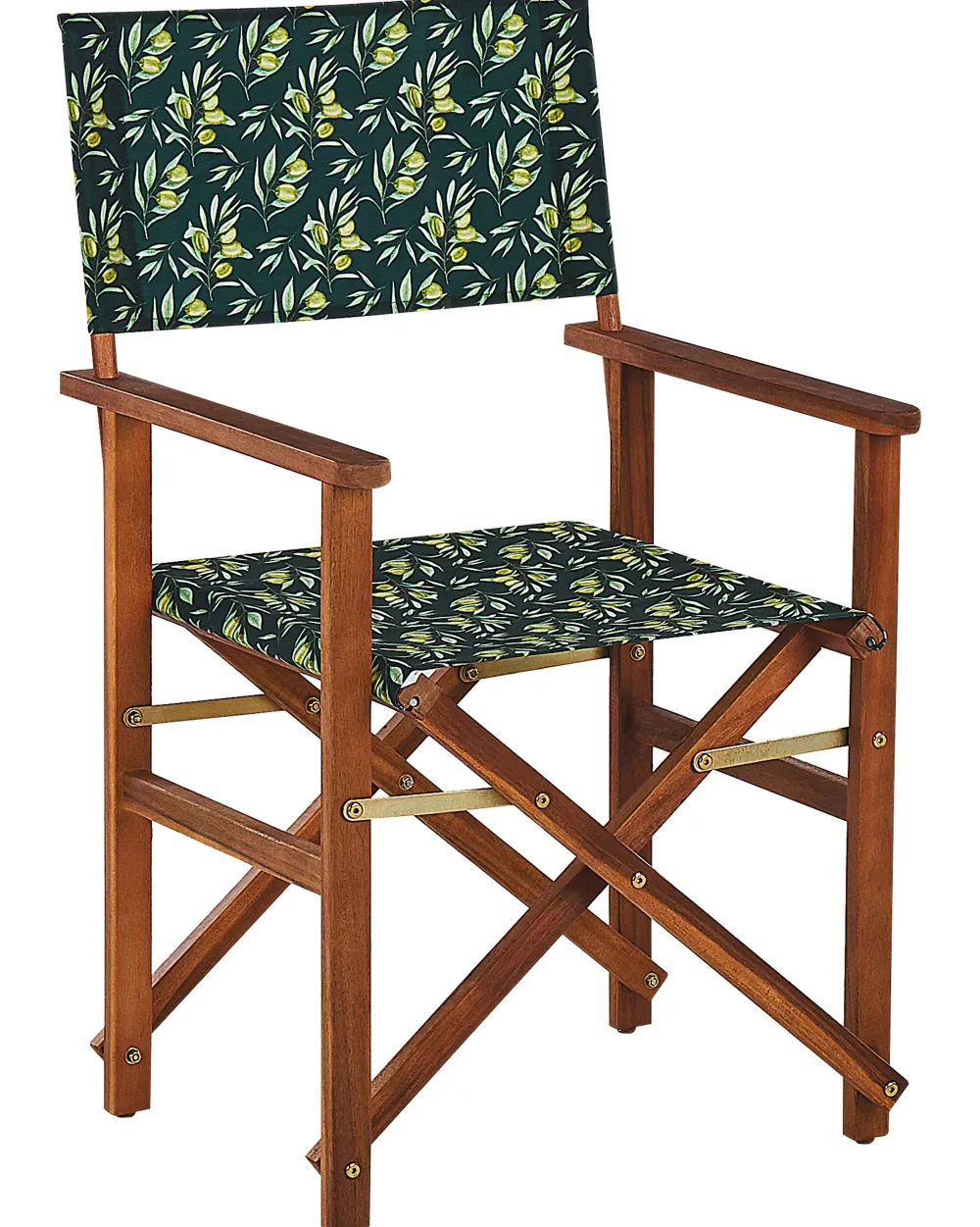 Outlet Beliani Puutarhatuoli Tumma Akasiapuu Vaihtokangas 2 Kpl Luonnonvalkoinen/Oliivikuvio 2 Kpl Cine