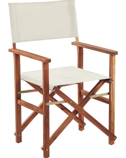 Outlet Beliani Puutarhatuoli Tumma Akasiapuu Vaihtokangas 2 Kpl Luonnonvalkoinen/Oliivikuvio 2 Kpl Cine