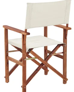 Outlet Beliani Puutarhatuoli Tumma Akasiapuu Vaihtokangas 2 Kpl Luonnonvalkoinen/Oliivikuvio 2 Kpl Cine