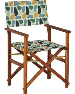 Ulkokalusteet<Beliani Puutarhatuoli Tumma Akasiapuu Vaihtokangas 2 Kpl Luonnonvalkoinen/Geometrininen Kuvio 2 Kpl Cine