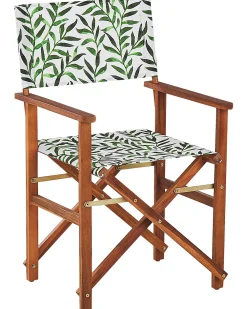 Ulkokalusteet<Beliani Puutarhatuoli Tumma Akasiapuu Vaihtokangas 2 Kpl Luonnonvalkoinen/Lehtikuosi 2 Kpl Cine