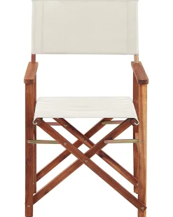 Ulkokalusteet<Beliani Puutarhatuoli Tumma Akasiapuu Vaihtokangas 2 Kpl Luonnonvalkoinen/Lehtikuosi 2 Kpl Cine