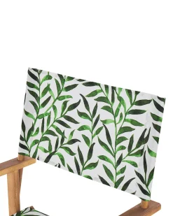 Ulkokalusteet<Beliani Puutarhatuoli Vaalea Akasiapuu Vaihtokangas 2 Kpl Harmaa/Lehtikuviot 2 Kpl Cine