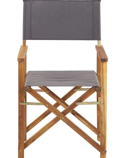 Ulkokalusteet<Beliani Puutarhatuoli Vaalea Akasiapuu Vaihtokangas 2 Kpl Harmaa/Lehtikuviot 2 Kpl Cine