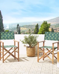 Hot Beliani Puutarhatuoli Vaalea Akasiapuu Vaihtokangas 2 Kpl Harmaa/Oliivikuvio 2 Kpl Cine