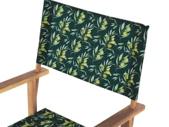 Hot Beliani Puutarhatuoli Vaalea Akasiapuu Vaihtokangas 2 Kpl Harmaa/Oliivikuvio 2 Kpl Cine