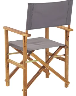 Hot Beliani Puutarhatuoli Vaalea Akasiapuu Vaihtokangas 2 Kpl Harmaa/Oliivikuvio 2 Kpl Cine