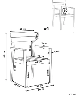 Ulkokalusteet<Beliani Puutarhatuoli Vaalea Akasiapuu 4 Kpl Fornelli