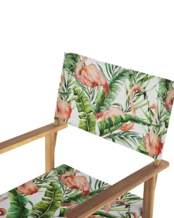 Ulkokalusteet<Beliani Puutarhatuoli Vaalea Akasiapuu Vaihtokangas 2 Kpl Luonnonvalkoinen/Flamingokuvio 2 Kpl Cine