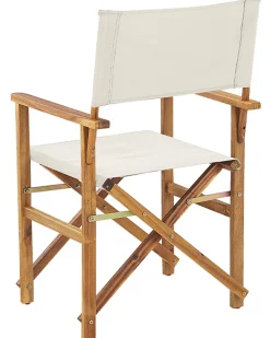 Ulkokalusteet<Beliani Puutarhatuoli Vaalea Akasiapuu Vaihtokangas 2 Kpl Luonnonvalkoinen/Flamingokuvio 2 Kpl Cine