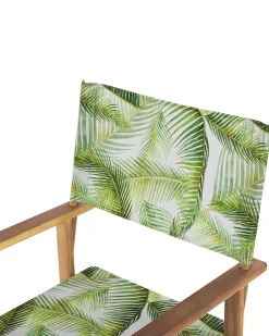 Outlet Beliani Puutarhatuoli Vaalea Akasiapuu Vaihtokangas 2 Kpl Luonnonvalkoinen/Trooppinen Lehtikuvio 2 Kpl Cine