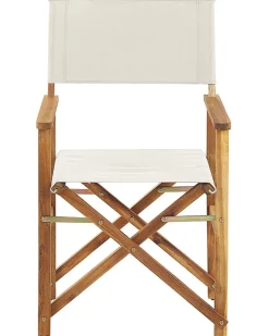 Outlet Beliani Puutarhatuoli Vaalea Akasiapuu Vaihtokangas 2 Kpl Luonnonvalkoinen/Trooppinen Lehtikuvio 2 Kpl Cine