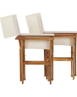 Outlet Beliani Puutarhatuoli Vaalea Akasiapuu Vaihtokangas 2 Kpl Luonnonvalkoinen/Trooppinen Lehtikuvio 2 Kpl Cine