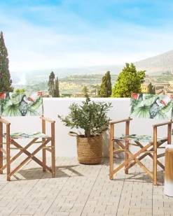 Ulkokalusteet<Beliani Puutarhatuoli Vaalea Akasiapuu Vaihtokangas 2 Kpl Harmaa/Tukaanikuvio 2 Kpl Cine