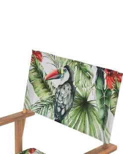 Ulkokalusteet<Beliani Puutarhatuoli Vaalea Akasiapuu Vaihtokangas 2 Kpl Harmaa/Tukaanikuvio 2 Kpl Cine