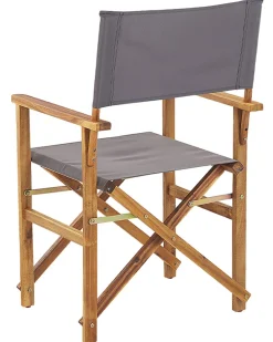 Ulkokalusteet<Beliani Puutarhatuoli Vaalea Akasiapuu Vaihtokangas 2 Kpl Harmaa/Tukaanikuvio 2 Kpl Cine