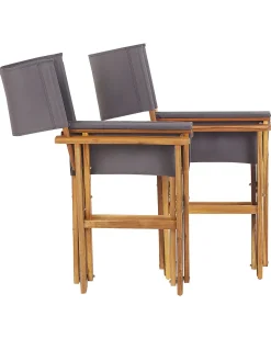 Ulkokalusteet<Beliani Puutarhatuoli Vaalea Akasiapuu Vaihtokangas 2 Kpl Harmaa/Tukaanikuvio 2 Kpl Cine