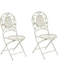 Discount Beliani Puutarhatuolit 2Kpl Metallinen Luonnonvalkoinen Bivio