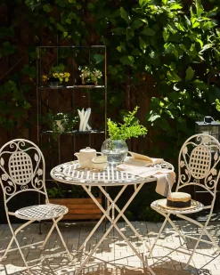 Discount Beliani Puutarhatuolit 2Kpl Metallinen Luonnonvalkoinen Bivio