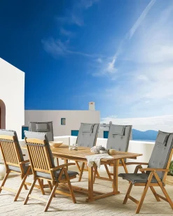 Online Beliani Puutarhatuolit 6Kpl Setti Harmailla Pehmusteilla Java