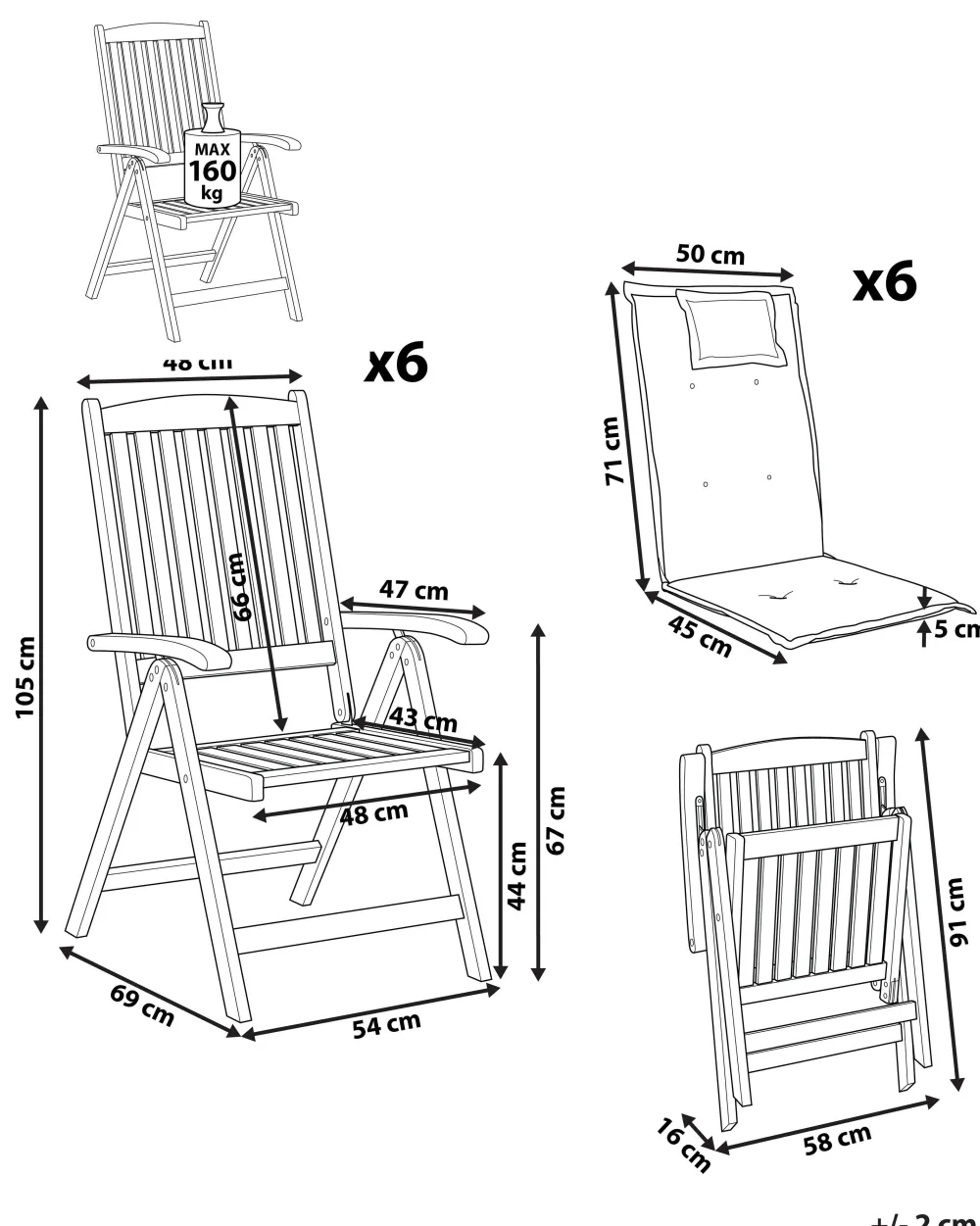 Online Beliani Puutarhatuolit 6Kpl Setti Harmailla Pehmusteilla Java