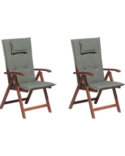 Ulkokalusteet<Beliani Puutarhatuolit 6Kpl Setti Harmailla Pehmusteilla Toscana