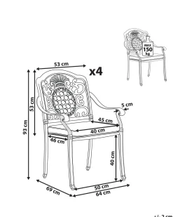 Online Beliani Puutarhatuolit Tummanruskeat, Alumiinia, 4Kpl Setti Salento