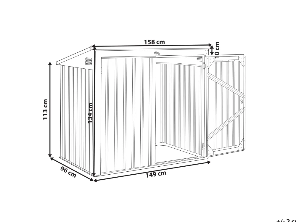 Store Beliani Puutarhavaja Teras Grafiitinharmaa 158 X 134 Cm Moena