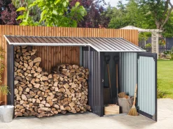 Ulkokalusteet<Beliani Puutarhavaja Teras Grafiitinharmaa 270 X 158 Cm Aosta