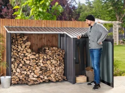 Ulkokalusteet<Beliani Puutarhavaja Teras Grafiitinharmaa 270 X 158 Cm Aosta