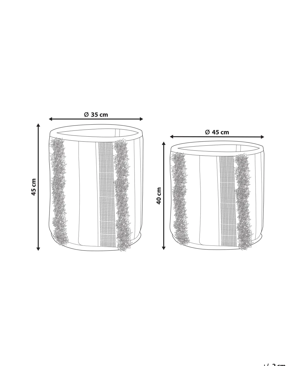 Store Beliani Puuvillakori Beige/Harmaa 2 Kpl Kotkai