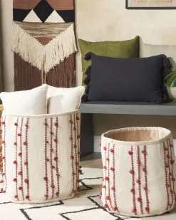 Sale Beliani Puuvillakori Beige/Punainen 2 Kpl Khel