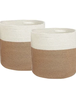 Fashion Beliani Puuvillakori Beige/Valkoinen 34 Cm 2 Kpl Ardesen