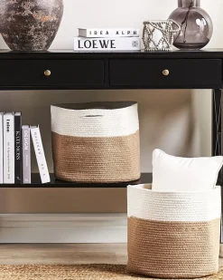 Fashion Beliani Puuvillakori Beige/Valkoinen 34 Cm 2 Kpl Ardesen