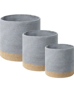 Säilytys<Beliani Puuvillakori Harmaa/Beige 3 Kpl Basima