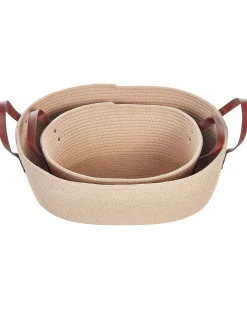 Säilytys<Beliani Puuvillakori Vaalea Beige 2 Kpl Gissar